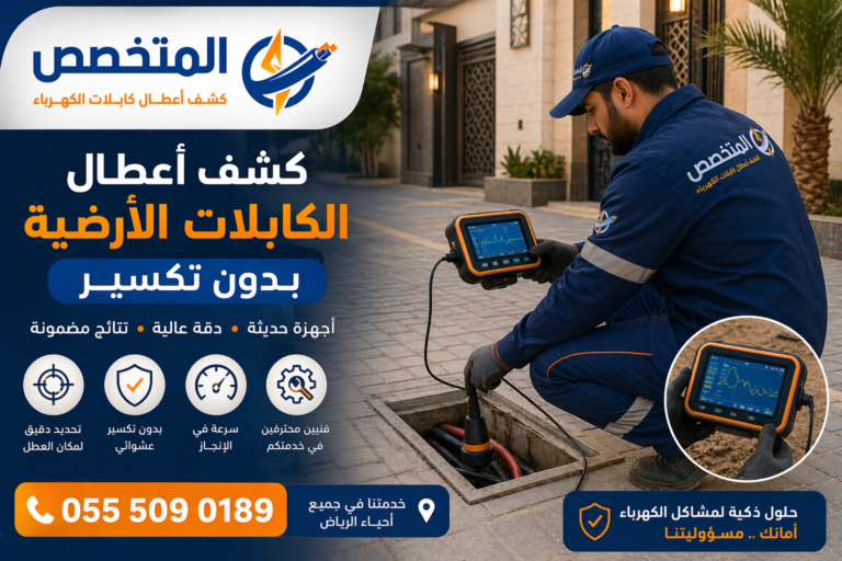 كشف أعطال الكابلات الأرضية بالرياض بدون تكسير